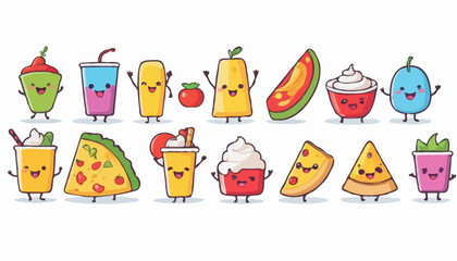 Cheerful Food Mascots: Vibrant Cartoon Characters for Digital Content