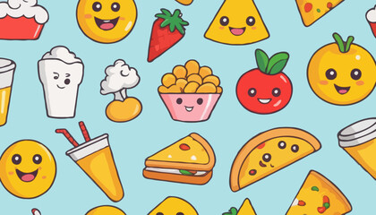 Cheerful Food Mascots: Vibrant Cartoon Characters for Digital Content