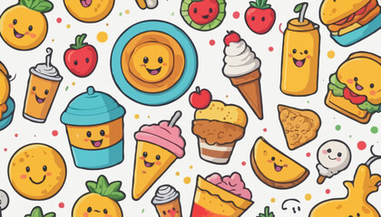 Cheerful Food Mascots: Vibrant Cartoon Characters for Digital Content
