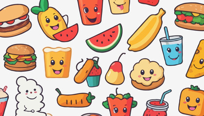 Cheerful Food Mascots: Vibrant Cartoon Characters for Digital Content