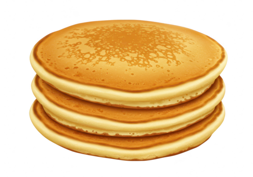 A tall stack of golden brown pancakes, perfectly cooked and ready to be enjoyed with toppings, isolated on white isolated on transparent background
