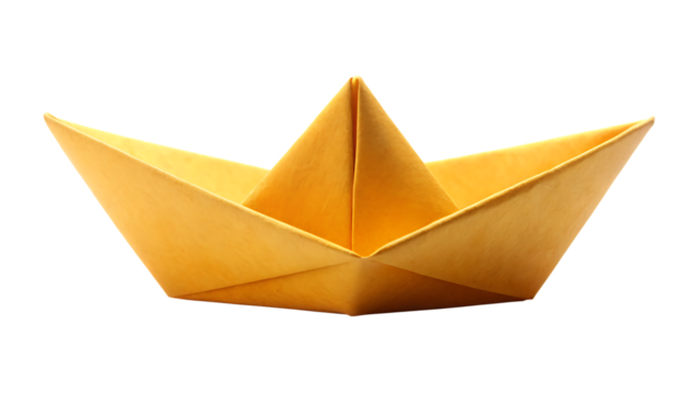 boat origami isolated on white background, png, ai generated