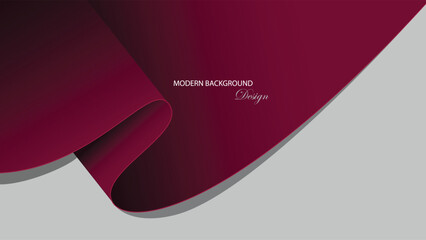 Maroon abstract background vector design. Red maroon background with curved ribbon. Simple design. Suit for banner, backdrop, presentation, product promotion, card, invitation, etc