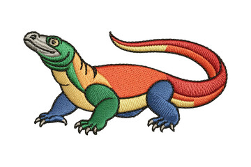 Obraz premium Colorful lizard embroidery reptile patch