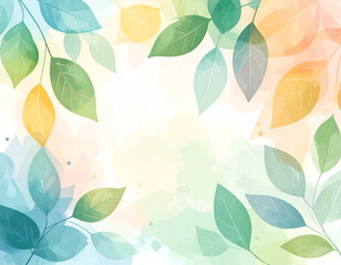 Elegant Watercolor Leaf Background Soft, Vibrant Botanical Design for Nature-Inspired Projects (Vector Illustration)