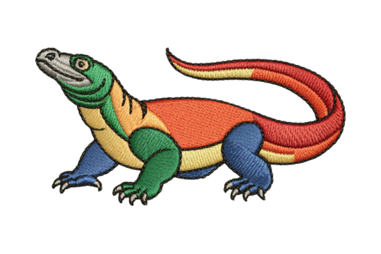 Colorful lizard embroidery reptile patch