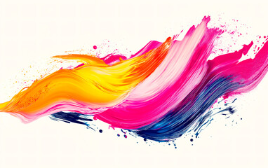 Abstract rough colorful multicolored background in blue, pink, red and yellow colors. Wallpaper painting texture with oil brushstroke over white background.