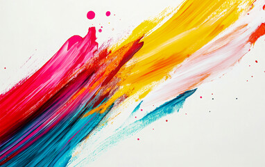 Abstract rough colorful multicolored background in blue, pink, red and yellow colors. Wallpaper painting texture with oil brushstroke over white background.