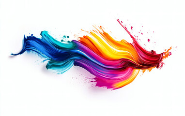 Abstract rough colorful multicolored background in blue, pink, red and yellow colors. Wallpaper painting texture with oil brushstroke over white background.