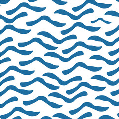 Fototapeta premium Dark Blue Hand-Drawn Wave Lines Seamless Pattern