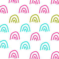  Colorful Hand-Drawn Rainbow Arches Seamless Pattern