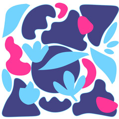 Botanical Cutout Abstract Pattern – Blue and Pink