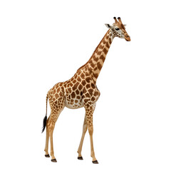Naklejka premium Giraffe standing isolated on white background