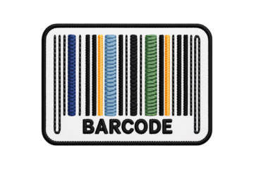 Embroidered barcode with colorful stripes patch blue