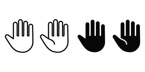 Human palm icon line and silhouette