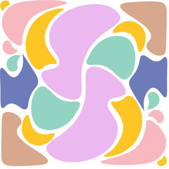 An abstract seamless pattern background of rounded organic shapes in soothing pastel colors, perfect for children’s products and cheerful decor.