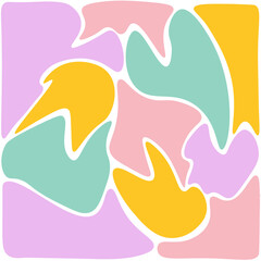 Obraz premium A retro-inspired seamless pattern background featuring bold blobs and petals in vibrant pastel tones