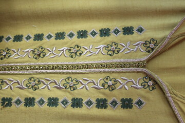 Moroccan jellaba Embroidery Details. women clothing.