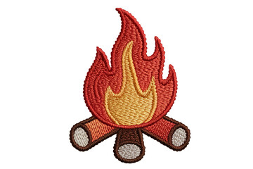 Embroidered Campfire Flames and Logs wood