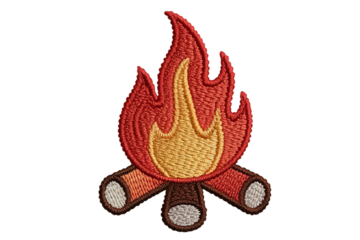 Embroidered Campfire Flames and Logs wood