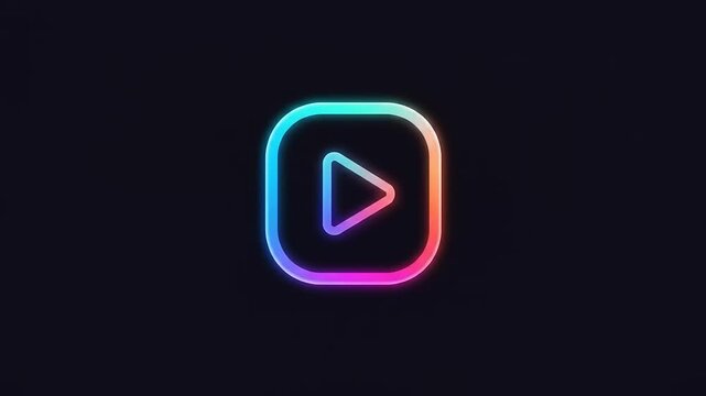 Colorful play button icon on a dark background, symbolizing video content and digital media engagement - Powered by Adobe