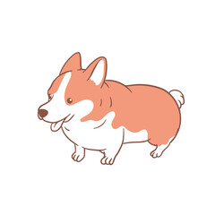 Cute Cartoon Corgi Dog Standing Illustration