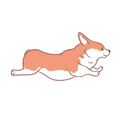 Happy Cartoon Corgi Dog Running Illustration
