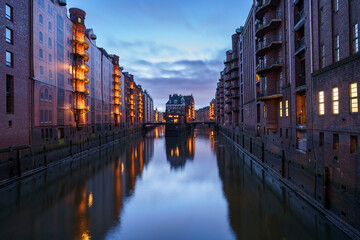 Evening Glow Over Hamburg’s Speicherstadt in the Heart of the Historic Warehouse District