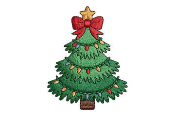 Embroidered Christmas Tree With Lights And Star image