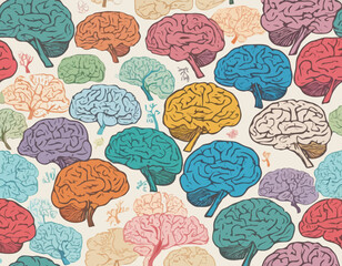 Illustration of human brain regions in different colors, highlighting distinct areas