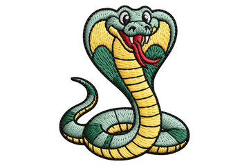 Fototapeta premium Embroidered cobra with flared hood and tongue snake