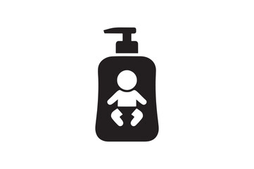 Fototapeta premium Baby Lotion Bottle icon silhouette vector with white background
