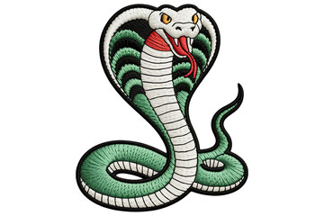 Fototapeta premium Embroidered cobra snake striking patch