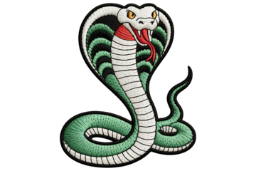 Embroidered cobra snake striking patch