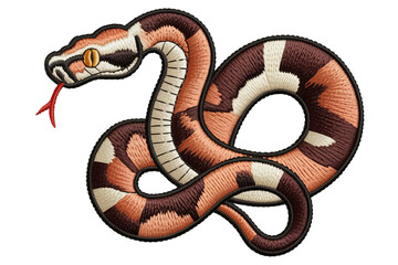 Embroidered coiled snake with patterned scales reptile