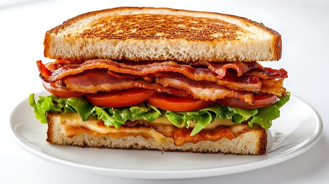 Classic BLT Sandwich with Crispy Bacon, Fresh Lettuce, and Ripe Tomato Slices