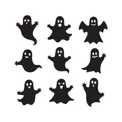 Haunted Ghost Vector Silhouette | Halloween Spirit in Black for Stickers, Prints & Designs.