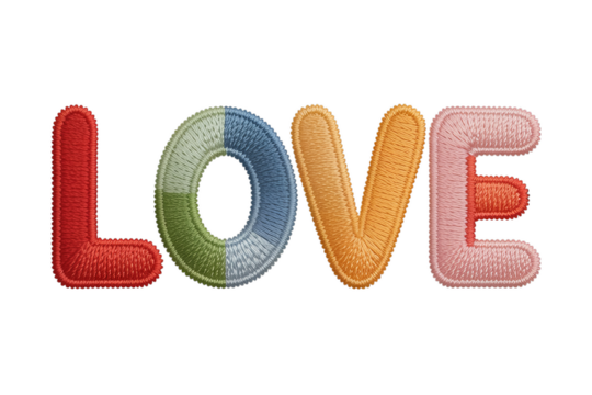 Embroidered colorful word love letters