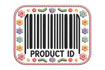 Embroidered flowers and barcode product id embroidery