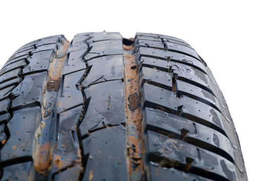 close up of car wheel isolated on white background