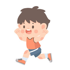 Cartoon Illustration of a Boy Running