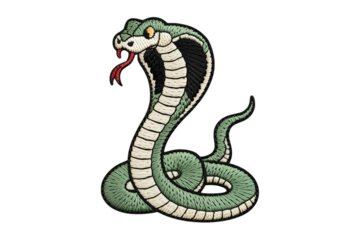 Embroidered green cobra snake reptile black