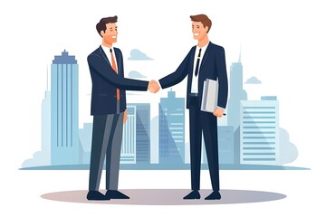 Businessmen Handshaking in Urban City Background