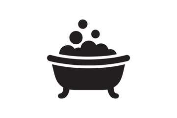 Baby Bathtub icon silhouette vector with white background