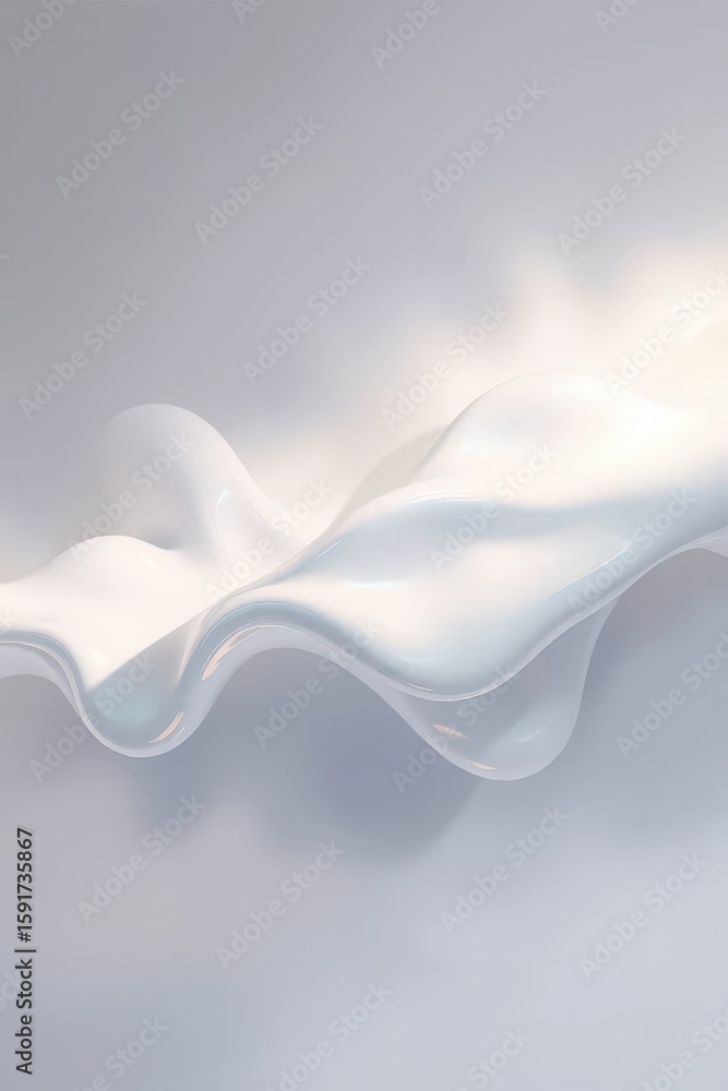 Poster abstract white waves create a soft and flowing texture against a light background in a minimalist de