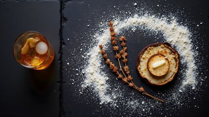 Smoked Pear Tarkhuna Tarragon Soda Fizz with Avar Halva and Almond Crumbs, Georgian Food and Drink