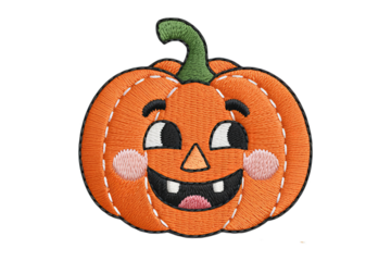 Embroidered happy pumpkin face halloween jack o lantern