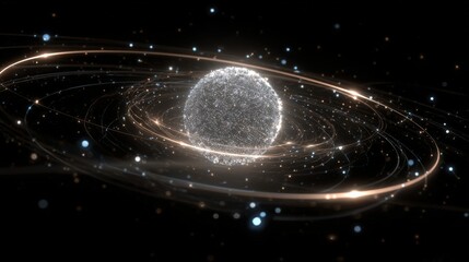 Obraz premium Abstract Planet Orbiting in Space