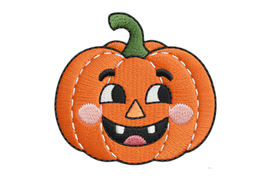Embroidered happy pumpkin face halloween jack o lantern