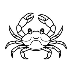 A black and white crab illustration vector style coloring page 